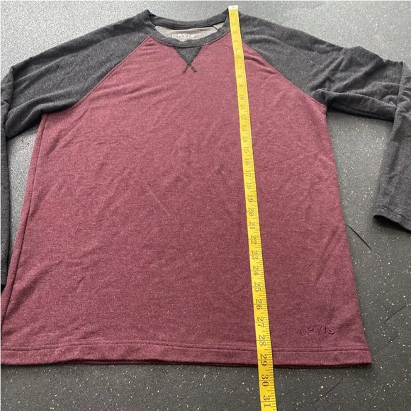 Orvis Shirt Mens Medium Burgundy Red Baseball Casual Pullover Sweatshirt - Picture 8 of 8